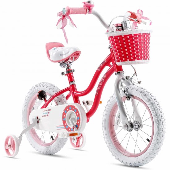 Royalbaby Girls Kids Bike Stargirl 14 In Bicycle Basket Training Wheels Pink Child\'s Cycle