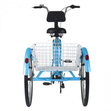 Docred Adult Tricycle With Basket 24'' Wheel 7 Speed 3 Wheels Elder Tricycle Bicycle Trike Cruiser With Large Basket For Shopping 350 Lbs