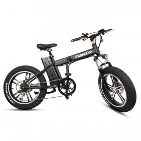 Nakto 20" Electric Bike Fat Tire Folding Mini Cruiser 350W Brush-Less Motor, 48V 10Ah Lithium-ion Battery, SHIMANO 6 Speed Gears-Black