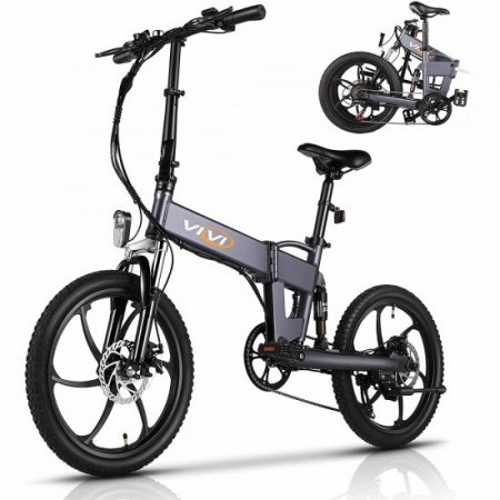 VIVI 6 Speed 3 Working Models Folding Electric Bike 350W Motor Mountain/City Commuter Electric Bicycle Ebikes with 36V/10.4Ah Larger Capacity Battery, Rear Shock Absorber KI2O