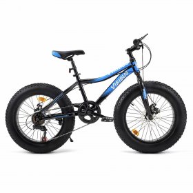 Viribus 20" Fat Tire Bike 7-Speed Kids Mountain Bike w Dual Disc Brakes for Boys Girls
