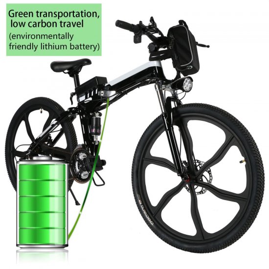 Generic 26 In. 21 Speed 36V Folding Electric Bike Mountain Bicycle with Removable Lithium-ion Battery Integrated Men