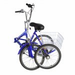 Docred Blue Folding Tricycle 20'' Wheels 7 Speed Trike Unisex Beginner With Shopping Basket