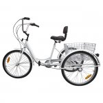 Motor Genic Unisex 7-Speed 24" Adult 3-Wheel Tricycle Cruise Bike With Basket White