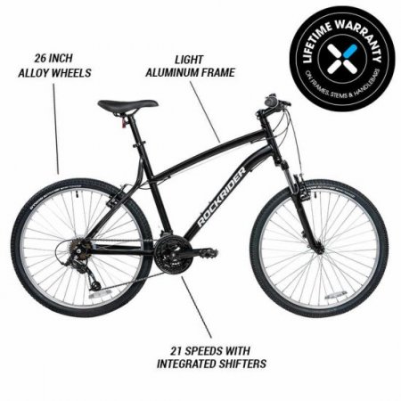 Decathlon Rock rider ST50 Aluminum Mountain Bicycle 26 In., Black, Medium