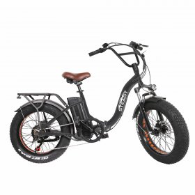 Nakto steady 20" Folding/Portable Electric Bike,Bicycle with 6 speed gear 500W Powerful Motor 48V/10A Battery Power Ride In Snow, Ice, Rain, Beach and Terrain - Black