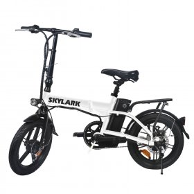 NAKTO Folding Electric Bicycles, 16 inch 250W Electric Bike with 36V 10AH Removable Lithium Battery, 15-30 Miles Range Power skylark City Ebikes for Adults-White (Available in 4 Color)