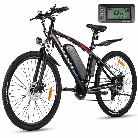 VIVI 27.5\" 500W Electric Bike Electric Mountain Bike, 21-Speed Gear Electric Bicycle with Removable 48V 10AH Battery, Commuter Electric Bike for Adults Men Women
