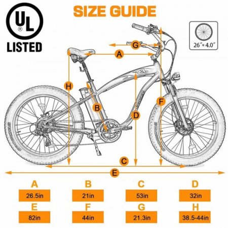 Ecotric Powerful Fat Tire Electric Bicycle 26 In. Aluminum Frame Suspension Fork Beach Snow Ebike Electric Mountain Bicycle 750W Motor 48V 13AH Removable Lithium Battery (Orange)