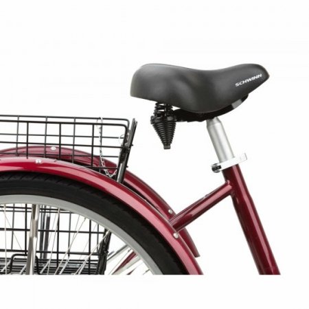 Schwinn Meridian Adult Tricycle, 26-inch wheels, rear storage basket, Cherry