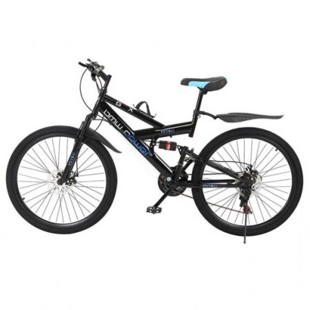 Abcnature 26" Men's Mountain Bike 21-Speed Road Bike for Women Carbon Steel Full Suspension Bicycle MTB Bike Black