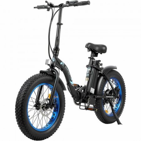 Ecotric 20 In. Powerful 500 W Folding Electric Bicycle Fat Tire Alloy Frame 36 V/12.5 AH Lithium Battery with Rear Motor LED Display