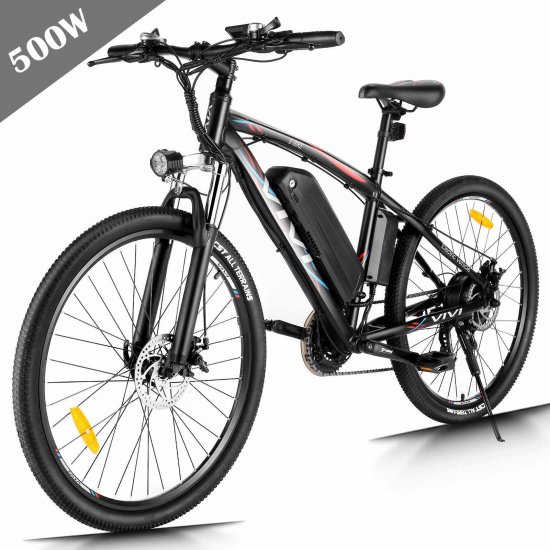 VIVI 500W 27.5\" Electric Bike, 48V 10AH Electric Mountain Bike, Electric Bikes for Adults, Electric Commuter Bicycle with Smart LCD Display 21 Speed Gear, 3 Mode for Men Women Adult Ebike