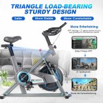 Exercise Bike,Indoor Cycling Bike with APP Connection,Stationary Cycling for Home Use with Adjustable Resistance, Heart rate sensor bar, iPad/Phone Holder, for Gym Cardio Workout 330 lbs