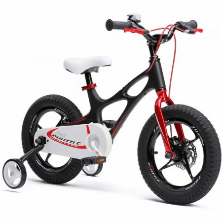 RoyalBaby Kids Bike Boys Girls Space Shuttle Black 14 Inch Magnesium 2 Hand Disc Brakes Training Wheels