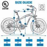 Ecotric 26 In. x 4 In. Fat Tire UL Mountain Beach Snow Electric Bicycle with Shimano 7 Speeds Black Removable Lithium Battery New 750 W 48 V 48 V 13 Ah Lithium Battery Pedal Assist Black frame and Blue Rims