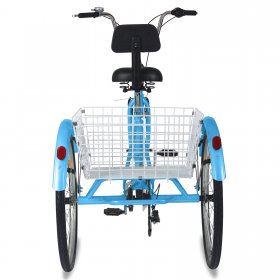 Docred Adult Tricycle With Basket 24'' Wheel 7 Speed 3 Wheels Elder Tricycle Bicycle Trike Cruiser With Large Basket For Shopping 350 Lbs
