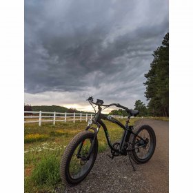 26 Inch Fat Tire 4 Inch Electric Bike e-bike Mountain Beach Snow Bicycle w/ Shimano 7 Speeds Black Removable Lithium Battery 750W 48V 13Ah Lithium battery Pedal Assist