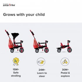 smarTrike Swing DLX - 4-in-1 Toddler Tricycle 15M+ - Red
