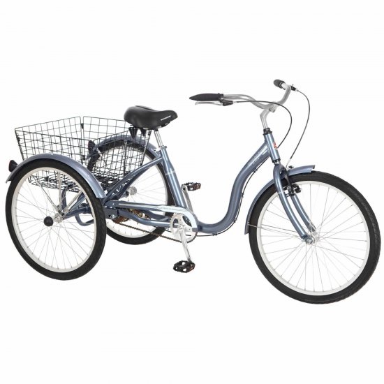 Schwinn Meridian Adult Tricycle, 24\" wheels, rear storage basket, Slate