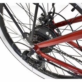 Kent Red 26" 350w Electric Pedal Assist Cruiser Style Bike, E-Bike with Removable 36V 10.4Ah Lithium-Ion Battery, Electric Bicycle