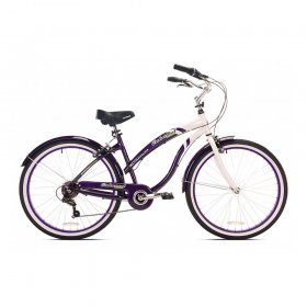 Kent Bicycles Oakwood Womens 26 In., Wall Tire Beach Cruiser Bike with 7-Speed Gear Shift, White