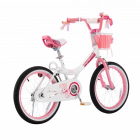 Royalbaby Jenny Princess 18 In. Girl's Bicycle, White and Pink with Basket and Kickstand