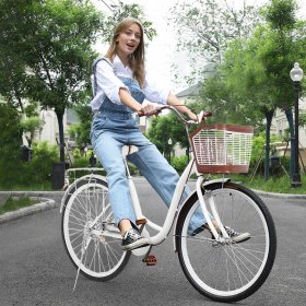 HOMBOM 26 Inch Women Cruiser Bicycle,Classic Bicycle Retro Bicycle Beach Retro Bicycle