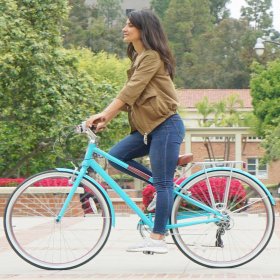 sixthreezero Reach Your Destination Women's 7-Speed Hybrid Bike with Rear Rack, 28" Wheels, Teal