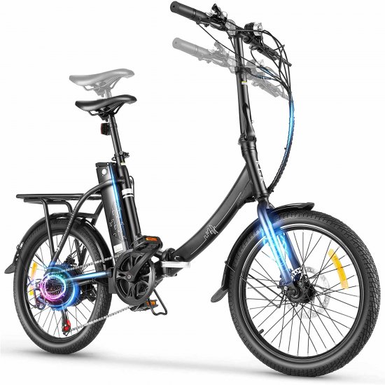 Generic 20 In. Folding Electric Bike 350W Electric Mountain Bike Commuter Bicycle for Adults, 20Mph Hybrid Ebike Throttle and Pedal Assist Adult Urban E-bikes 7 Speed