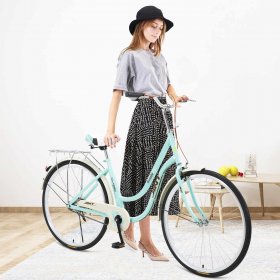 Abcnature Women's Comfort Bike Beach Cruiser Bike, 26 Inch Single Speed Bicycle Road Bikes, Commuter Bicycle for Adult/Teen Green