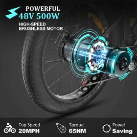 VIVI 26" 4.0 Fat Tire Electric Bike, 500W Adults E Bike, 48V 12.5Ah Removable Li-Ion Battery,Professional 7-Speed, Electric Mountain Bicycle/Beach Bike/Snow Bike