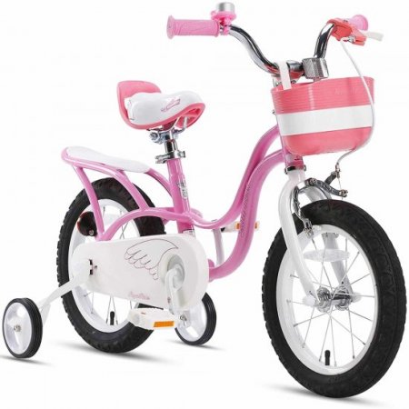 Royalbaby Little Swan Pink 14 Girl's Bicycle with Training Wheels and Basket