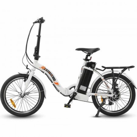 ECOTRIC 20" White Folding Electric Bike Bicycle City EBike 350W Gear Rear Motor 36V/12.5AH Removable Lithium Battery Alloy Frame Pedal and Throttle Assist LED Display