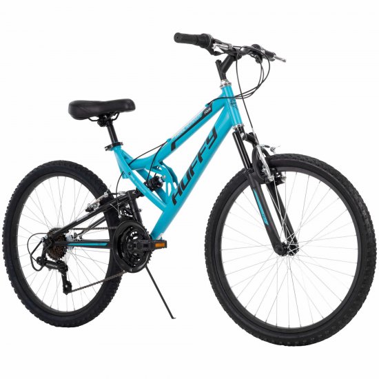 Huffy 24\" Trail Runner Girls Full Suspension Mountain Bike, Teal Blue