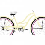 Micargi TAHITI 26" Beach Cruiser Coaster Brake Stainless Steel Spokes One Piece Crank Alloy Pink Rims 36H With Fenders Color: Vanilla/ Pink