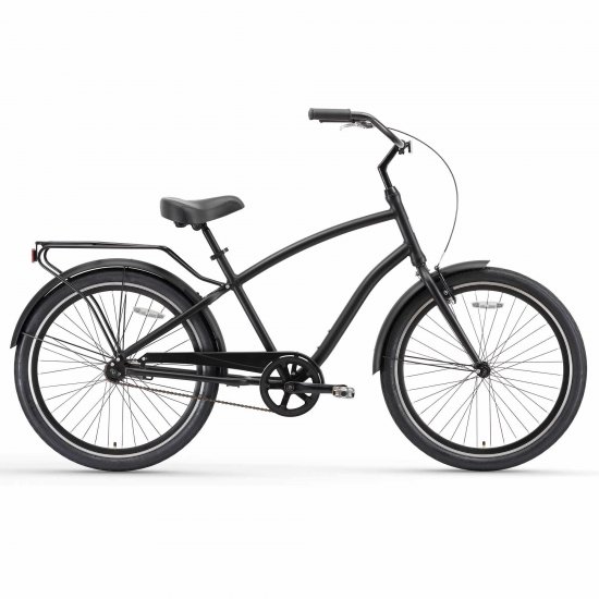 sixthreezero EVRYjourney Men\'s 26\" Single Speed Sport Hybrid Cruiser Bicycle, Matte Black