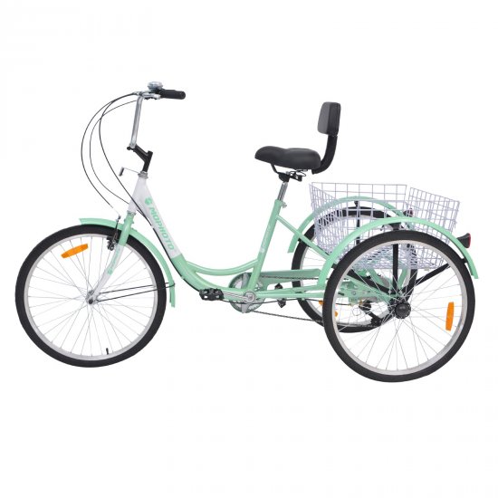 Docred 26 inch Adult Tricycle 7Speed 3 Wheel Bike Adult Tricycle Trike Cruise Bike Large Size Basket for Adults Exercise Shopping Picnic Outdoor Activities