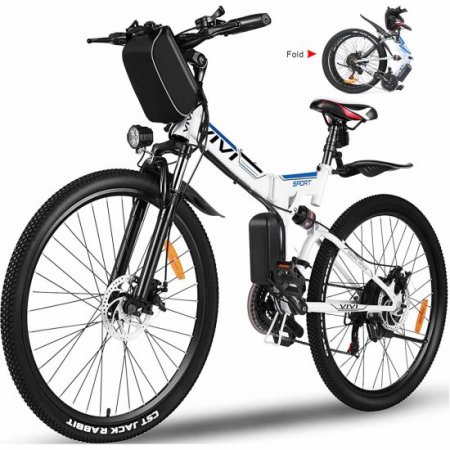 VIVI 26" Electric Bike for Women, Folding Electric Mountain Bicycle with 350W Motor, 21 Speed Gears, Removable Lithium-Ion Battery E-Bike for Teens & Women