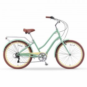 sixthreezero EVRYjourney Women's 7-Speed Bicycle, Step-Through Touring Hybrid Bike, 26" Wheels, Steel Blue