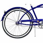 Micargi TAHITI 26" Beach Cruiser Coaster Brake Stainless Steel Spokes One Piece Crank Alloy Black Rims 36H White Wall Tire With Fenders Color: Dark Blue/ Black