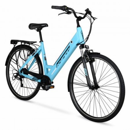 Hyper Bicycles E-Ride Electric Pedal Assist Commuter Bike, 700C Wheels, Blue