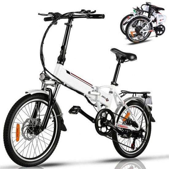 Ayner Folding Electric Bike, 20\" Foldable Ebike with 36V 8AH Removable Battery,7-Speed Electric Bicycle,Dual Disc Brakes for Adults Men Women