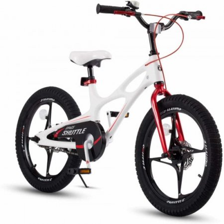 Royalbaby Kids Bike Boys Girls Space Shuttle White 18 In. Magnesium 2 Hand Disc Brakes Kickstand