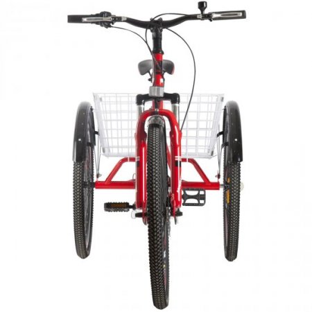 Adult Mountain Tricycle, 3 Wheel Bikes for Seniors Adult Bikes 26 Inch Cruise Bicycles, Three-Wheeled Bicycles with Shopping Basket Exercise Men's Women's Men Tricycles, red