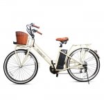 Nakto NAK- CLSFB 26 in. Classic Cargo Electric Bicycle Sporting Shimano 6 Speed Gear EBike Brushless Gear Motor, Beige