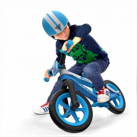 Chillafish Bmxie 2 lightweight balance bike with integrated footrest and footbrake, for kids 2 to 5 years, 12" inch airless rubberskin tires, adjustable seat without tools, blue