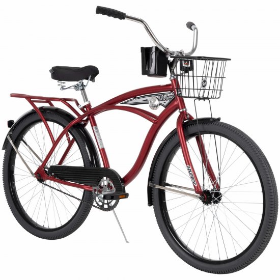 Huffy 26 In. Nel Lusso Men\'s Classic Beach Cruiser Bike, Mirror Red