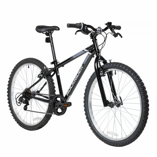 Decathlon Rockrider ST100 24 Inch Mountain Bike Black, Kids Size 4\'5\" to 4\'11\"