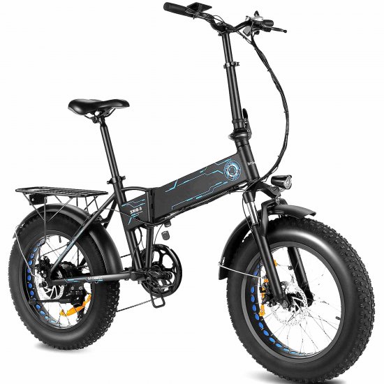 Ayner 20\'\' Poweful 500W Folding Electric Bicycle Fat Tire High-speed with Pedal Assist 36V/12.5Ah Removable Battery, Shimano 6 Speed Gears Mountain Snow Beach Ebikes for Adults Men Women